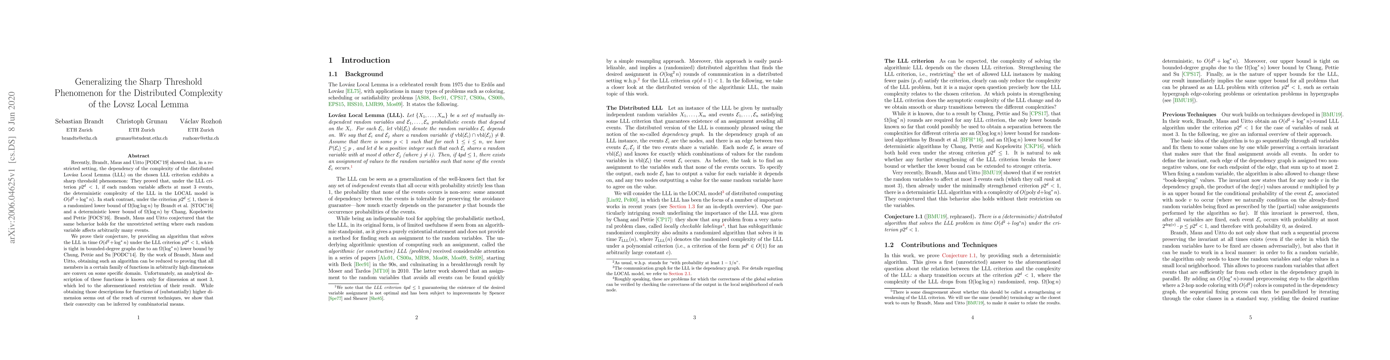 Thumbnail for Generalizing the Sharp Threshold Phenomenon for the Distributed
  Complexity of the Lov\'asz Local Lemma