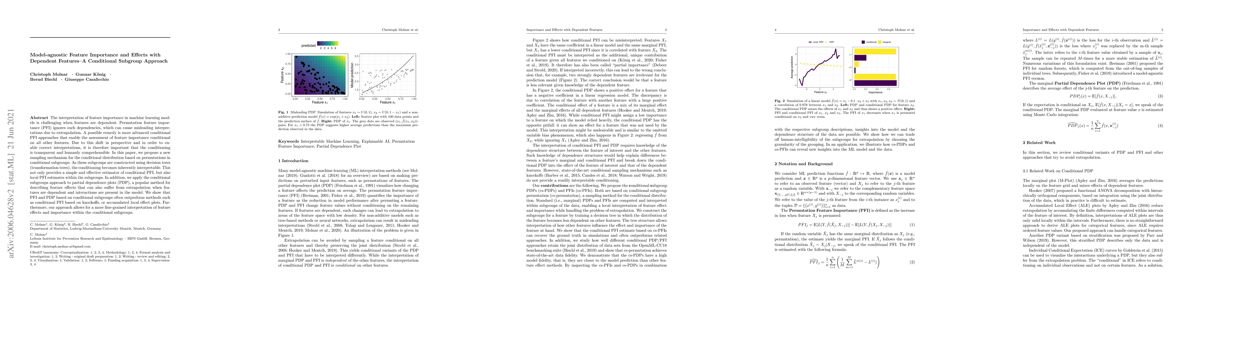 Thumbnail for Model-agnostic Feature Importance and Effects with Dependent Features --
  A Conditional Subgroup Approach