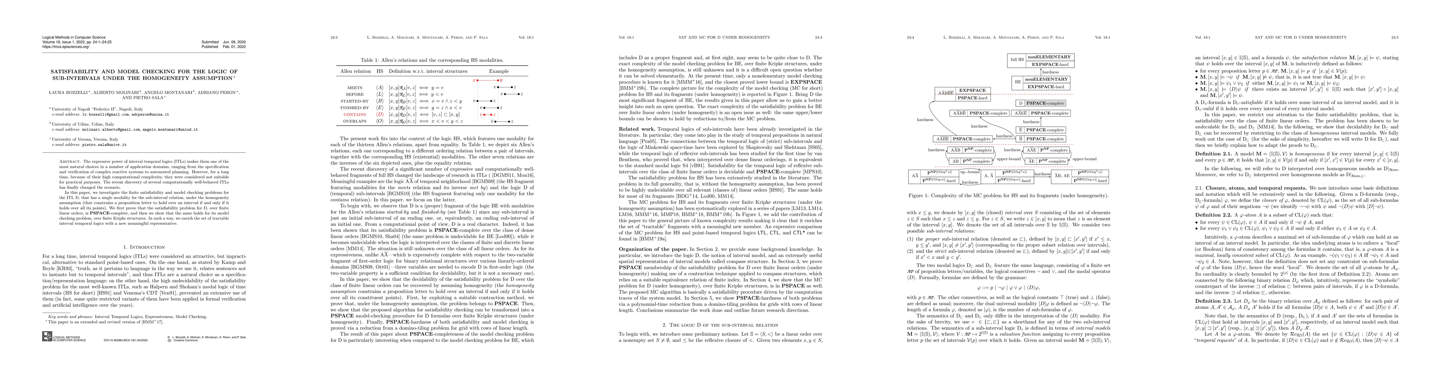 Thumbnail for Satisfiability and Model Checking for the Logic of Sub-Intervals under
  the Homogeneity Assumption