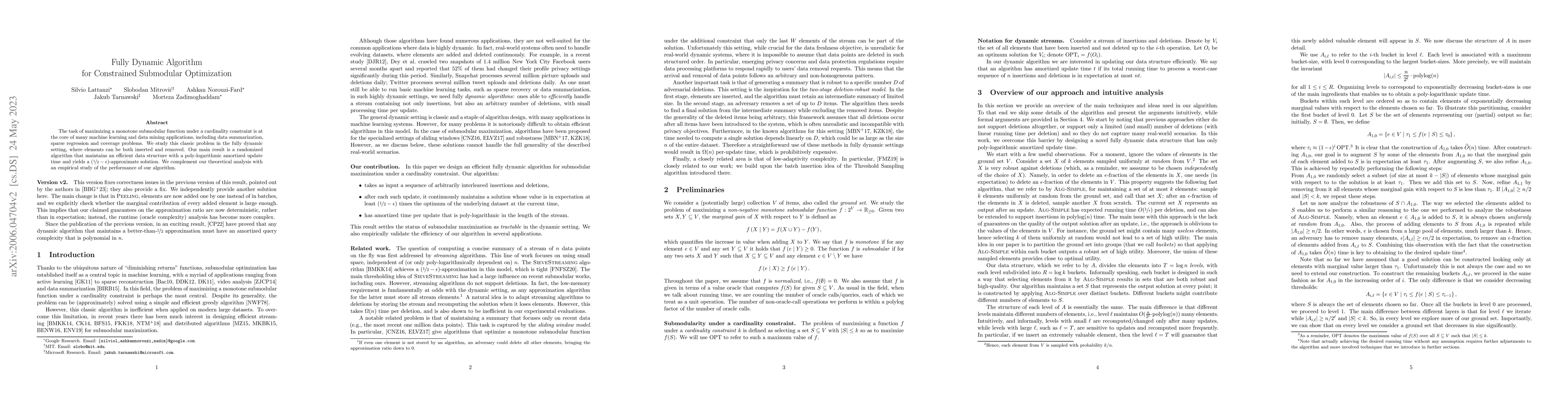 Thumbnail for Fully Dynamic Algorithm for Constrained Submodular Optimization