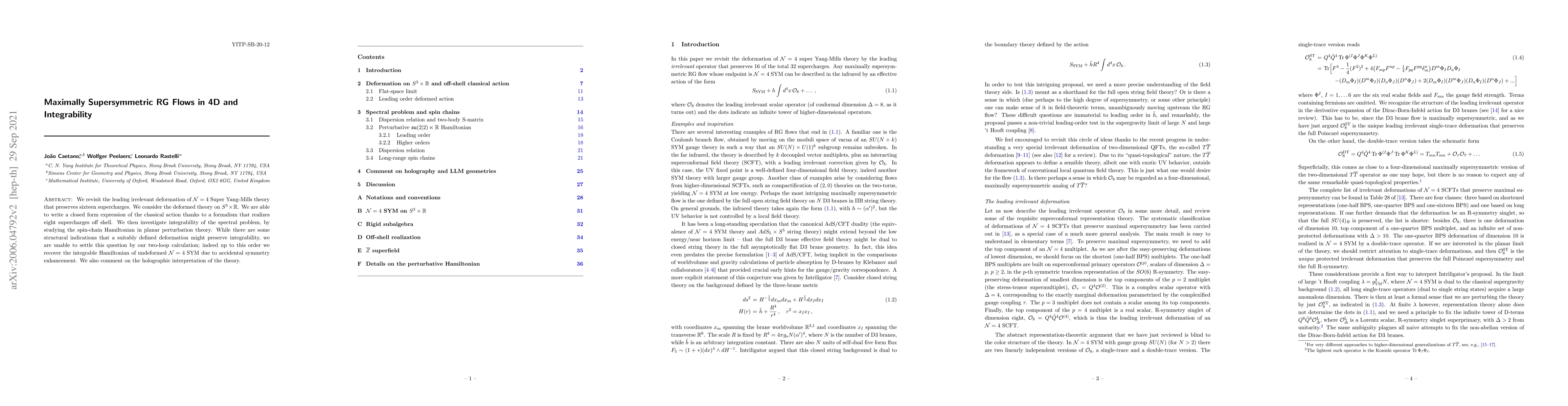 Thumbnail for Maximally Supersymmetric RG Flows in 4D and Integrability