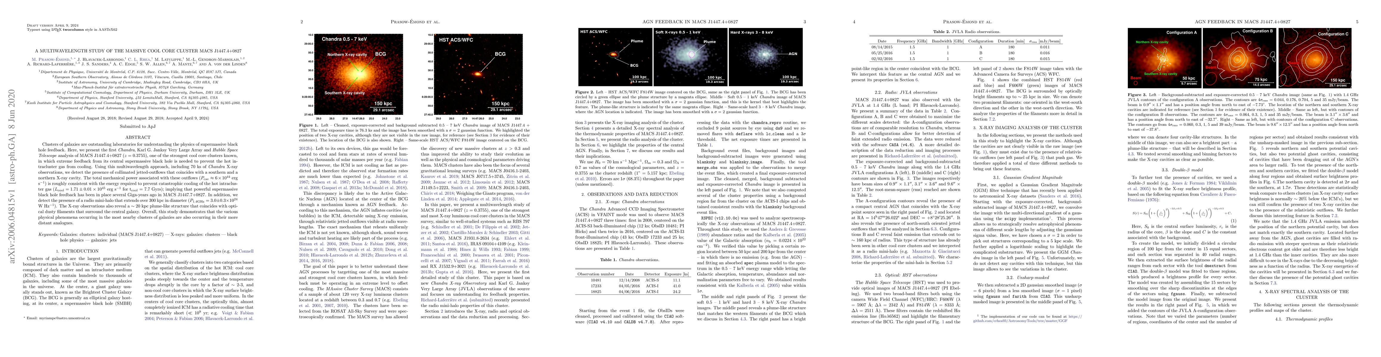 Thumbnail for A Multiwavelength Study of the Massive Cool Core Cluster MACS
  J1447.4+0827