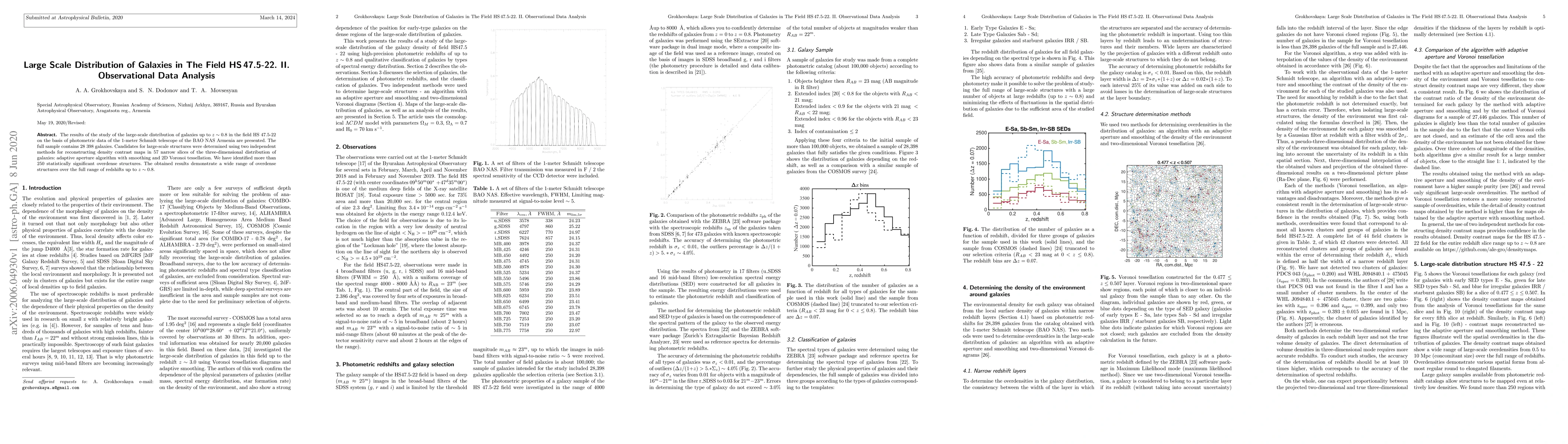 Thumbnail for Large Scale Distribution of Galaxies in The Field HS 47.5-22. II.
  Observational Data Analysis