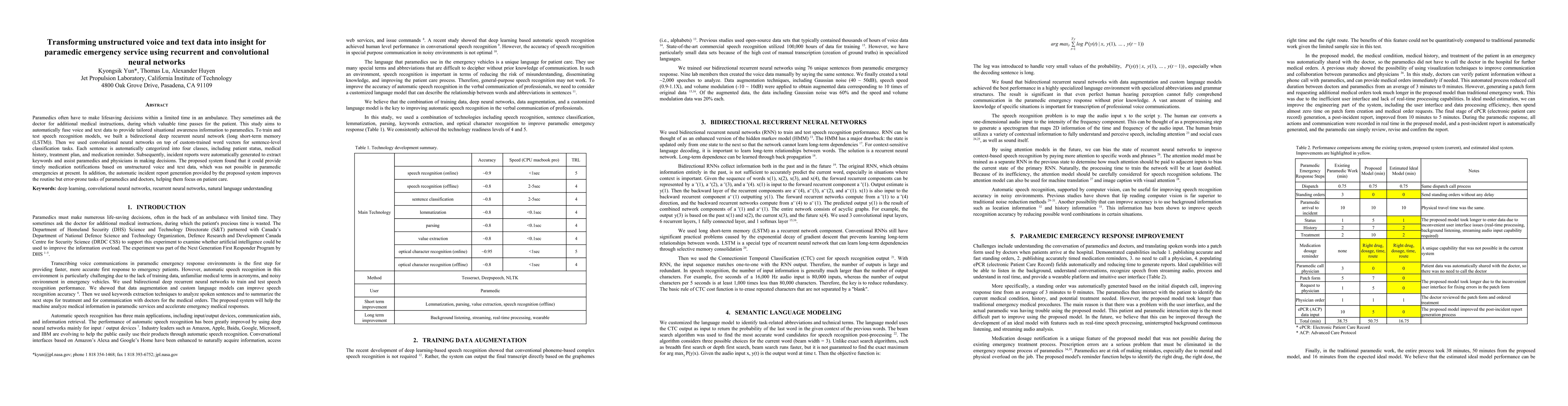 Thumbnail for Transforming unstructured voice and text data into insight for paramedic
  emergency service using recurrent and convolutional neural networks