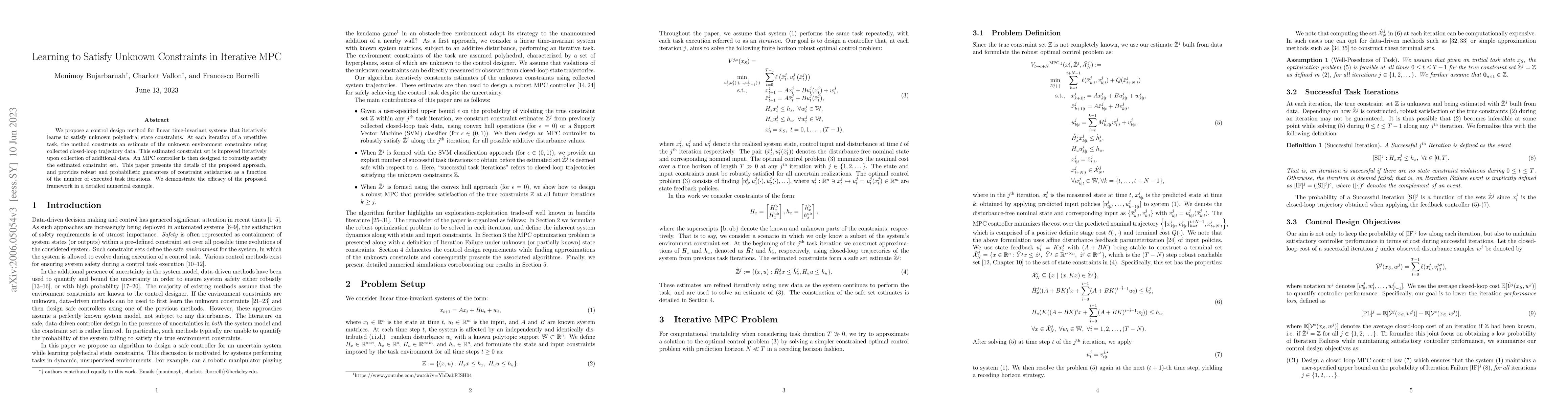 Thumbnail for Learning to Satisfy Unknown Constraints in Iterative MPC
