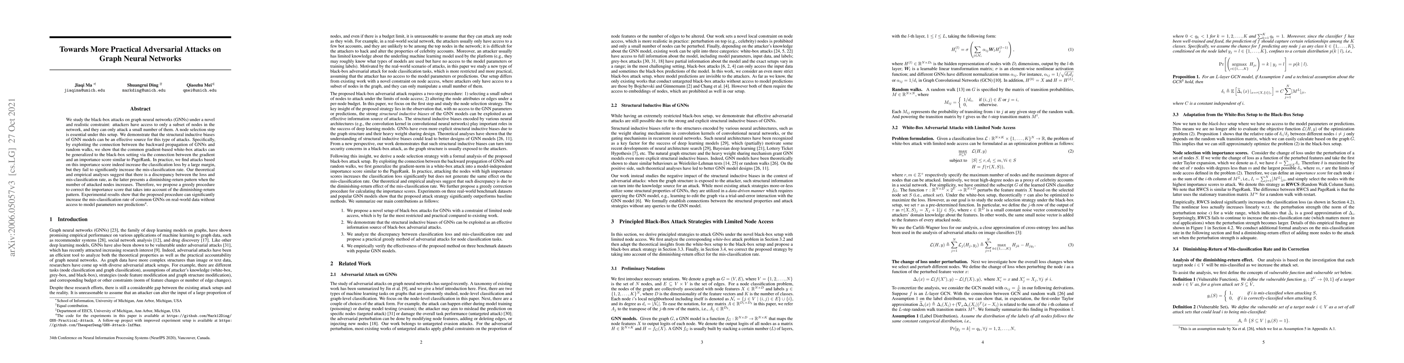 Thumbnail for Towards More Practical Adversarial Attacks on Graph Neural Networks