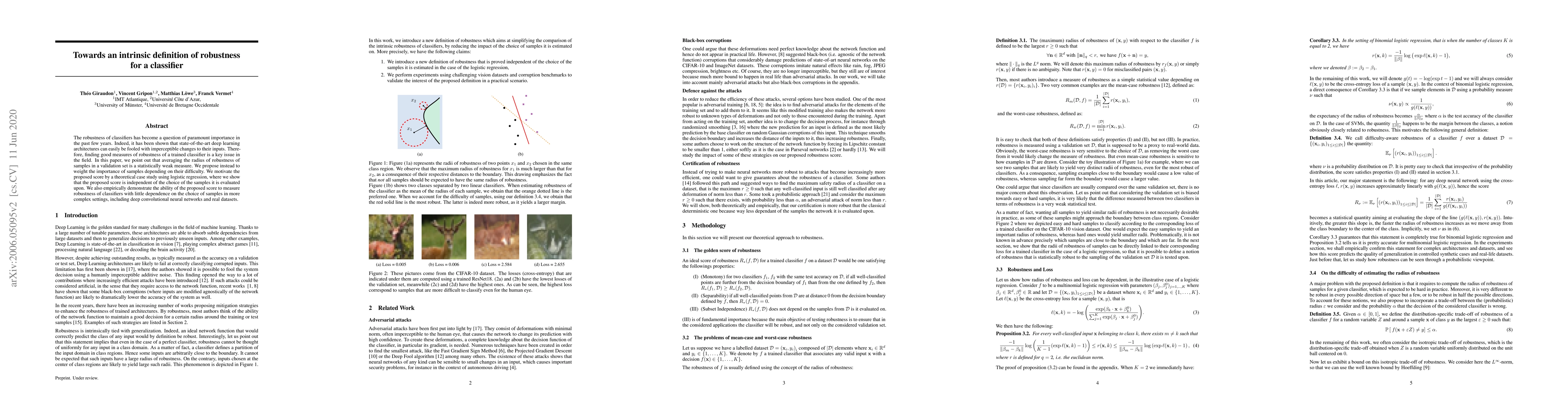 Thumbnail for Towards an Intrinsic Definition of Robustness for a Classifier