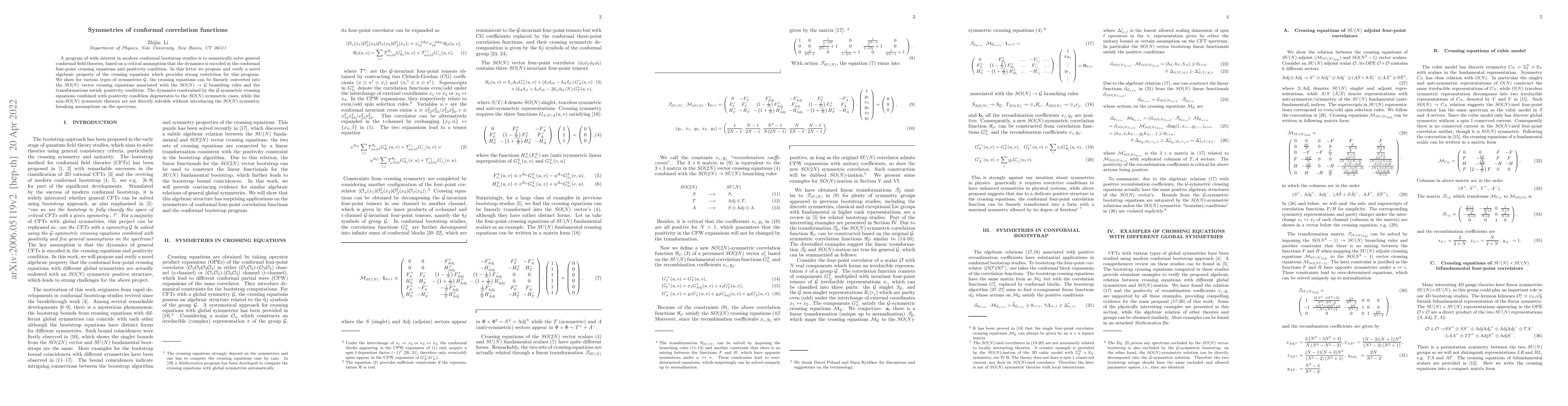 Thumbnail for Symmetries of conformal correlation functions