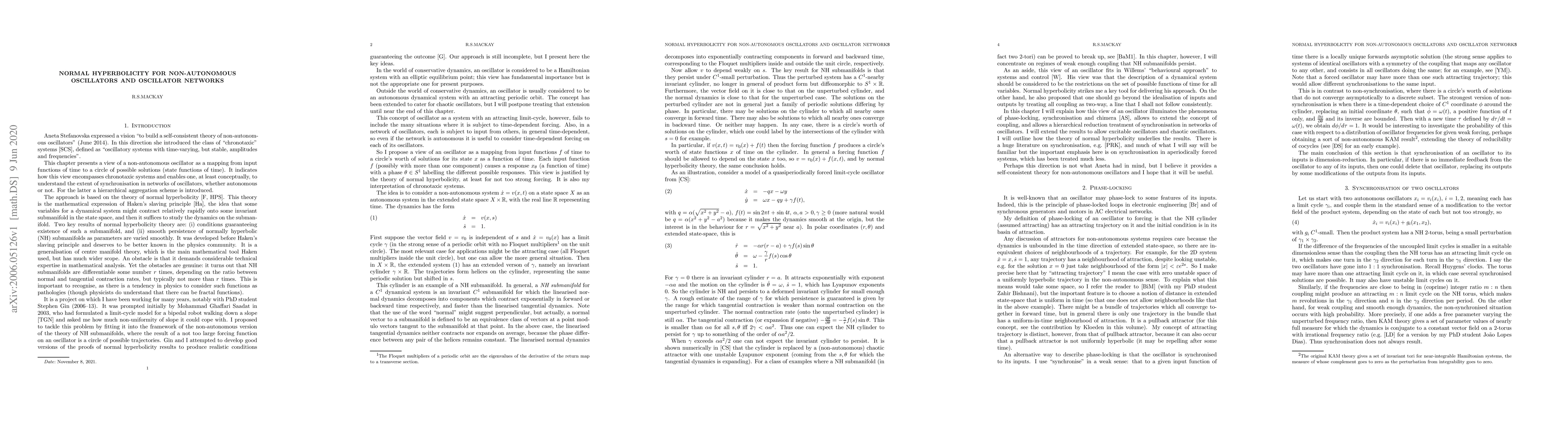 Thumbnail for Normal hyperbolicity for non-autonomous oscillators and oscillator
  networks