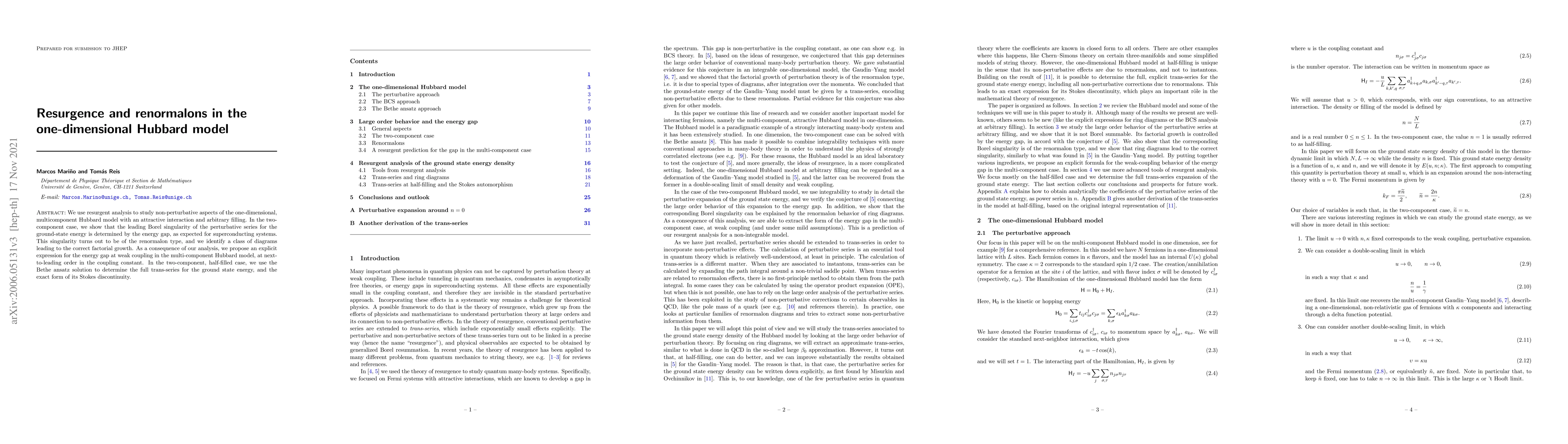 Thumbnail for Resurgence and renormalons in the one-dimensional Hubbard model