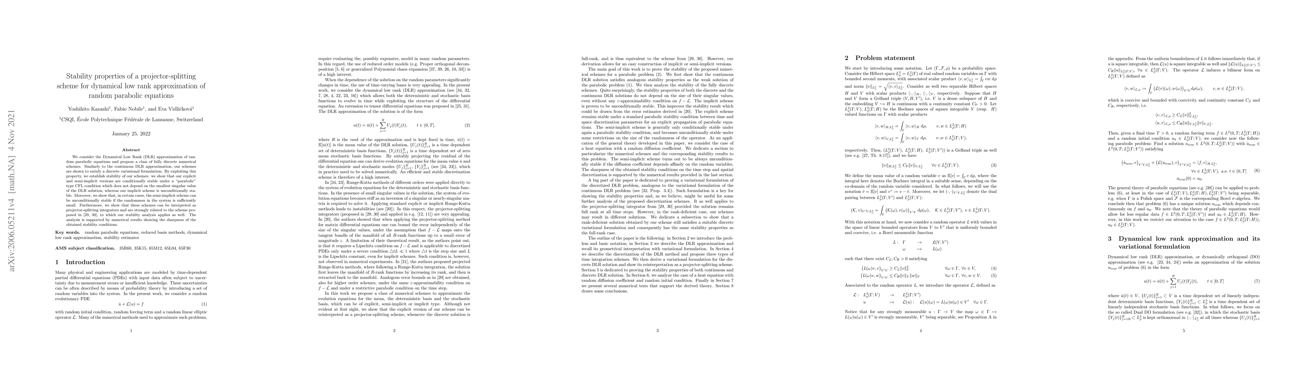 Thumbnail for Stability properties of a projector-splitting scheme for dynamical low
  rank approximation of random parabolic equations