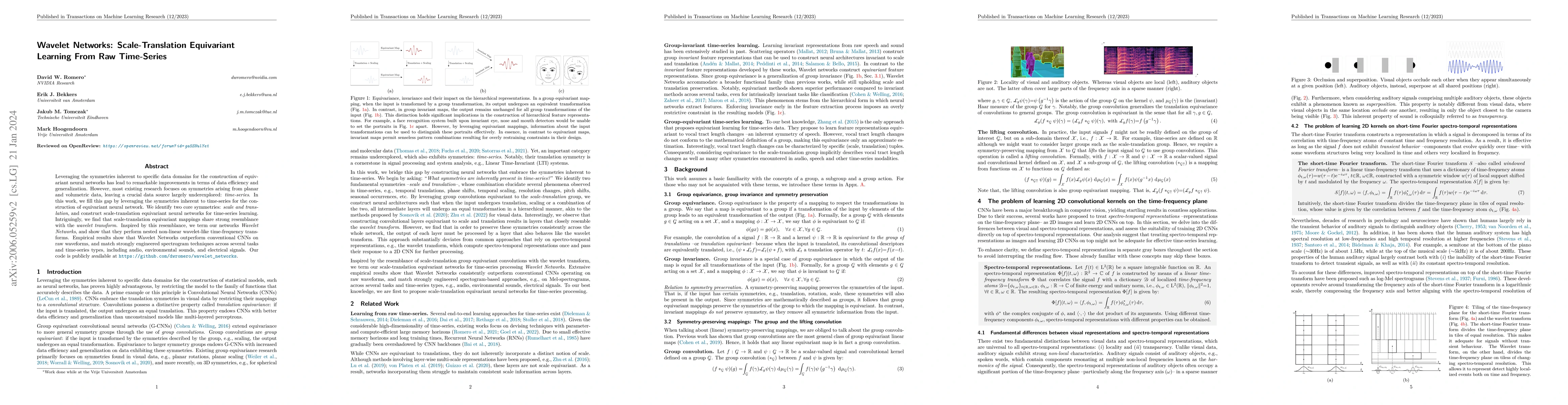 Thumbnail for Wavelet Networks: Scale-Translation Equivariant Learning From Raw
  Time-Series