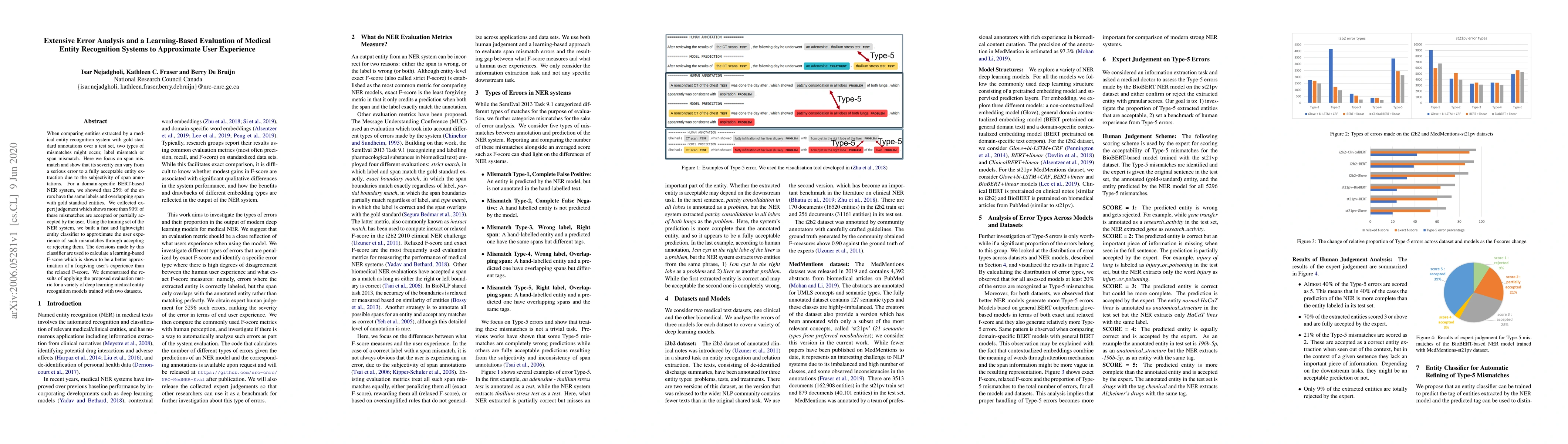 Thumbnail for Extensive Error Analysis and a Learning-Based Evaluation of Medical
  Entity Recognition Systems to Approximate User Experience