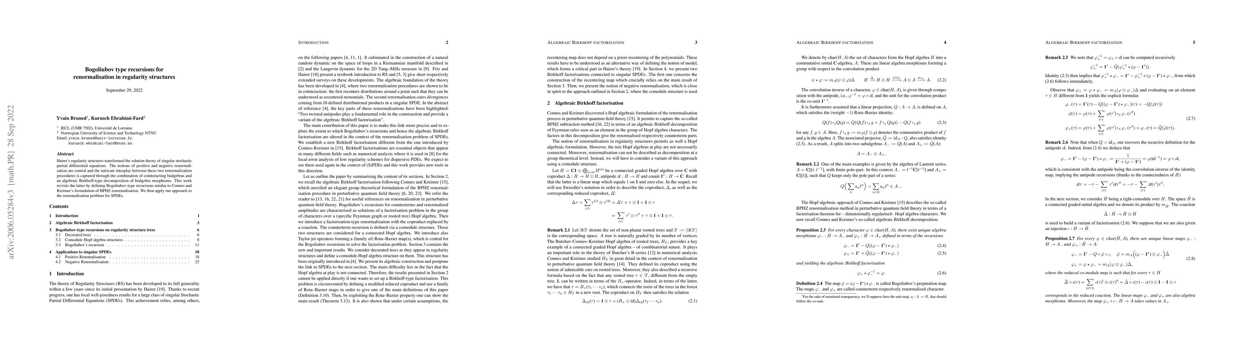 Thumbnail for Bogoliubov type recursions for renormalisation in regularity structures