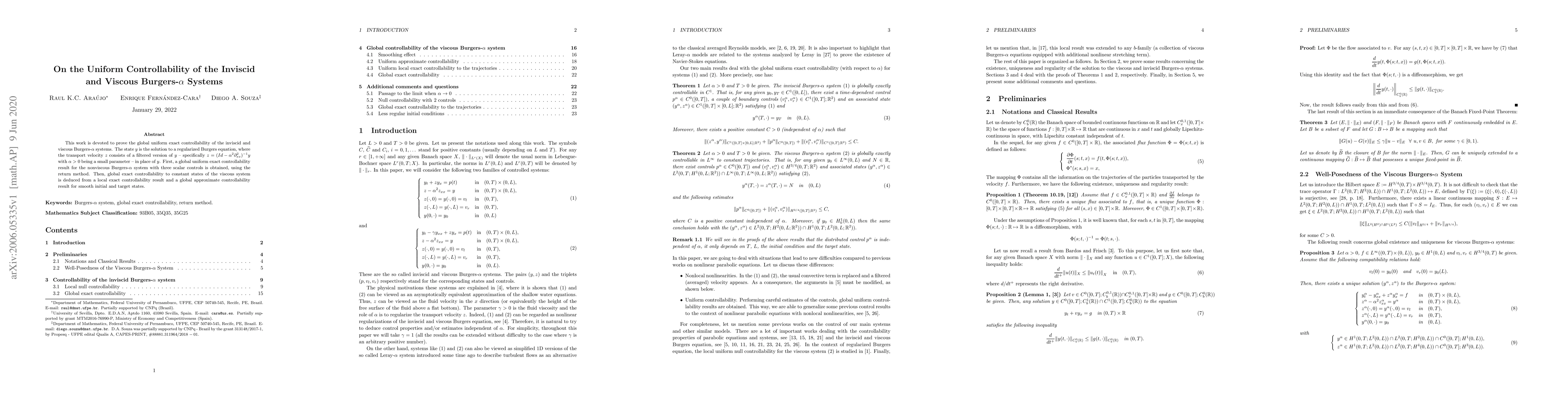 Thumbnail for On the Uniform Controllability of the Inviscid and Viscous
  Burgers-$\alpha$ Systems