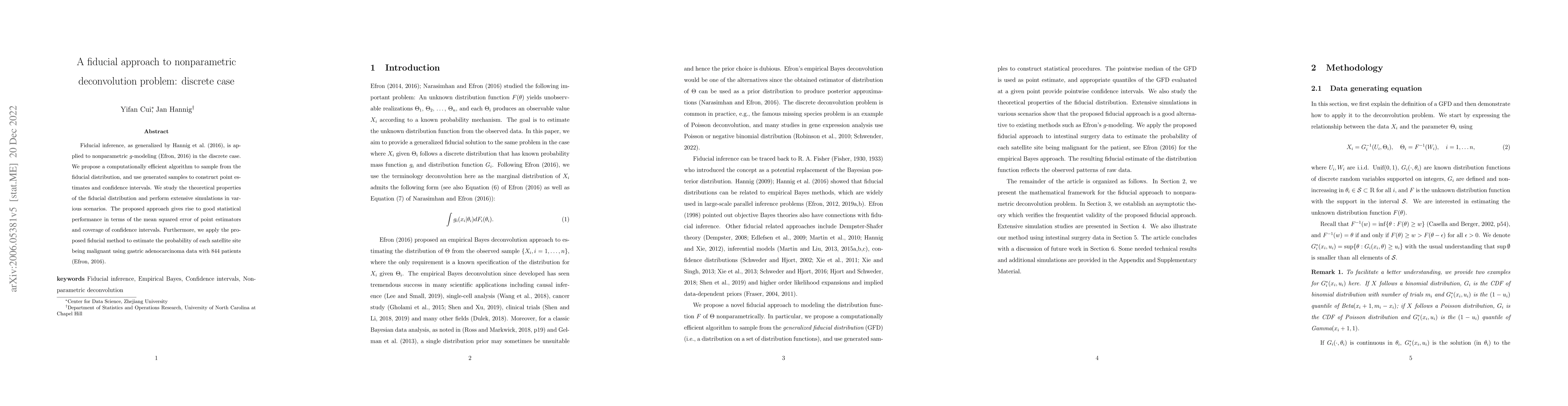 Thumbnail for A fiducial approach to nonparametric deconvolution problem: discrete
  case