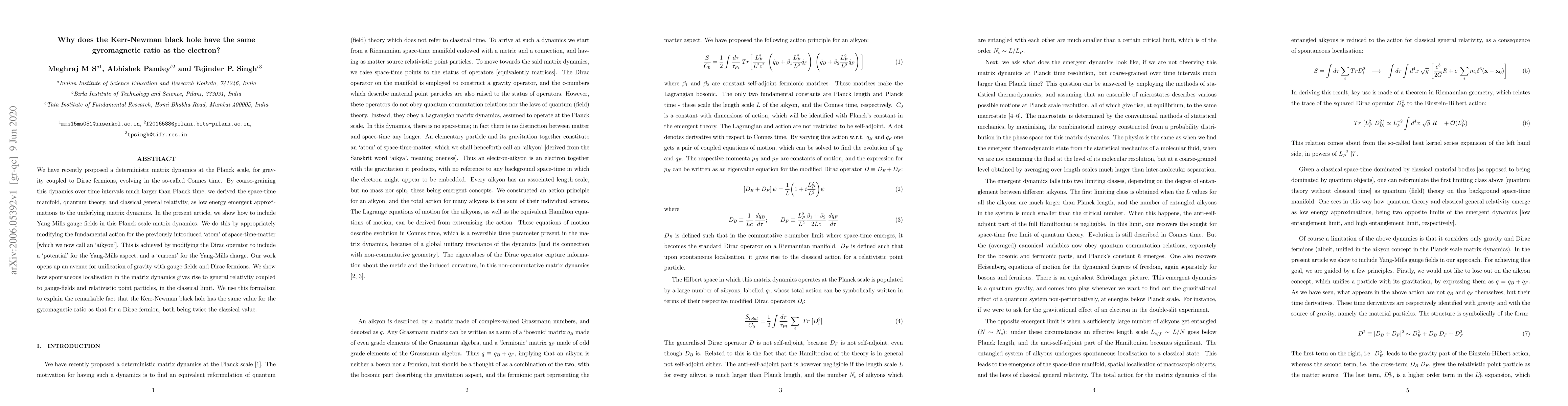 Thumbnail for Why does the Kerr-Newman black hole have the same gyromagnetic ratio as
  the electron?
