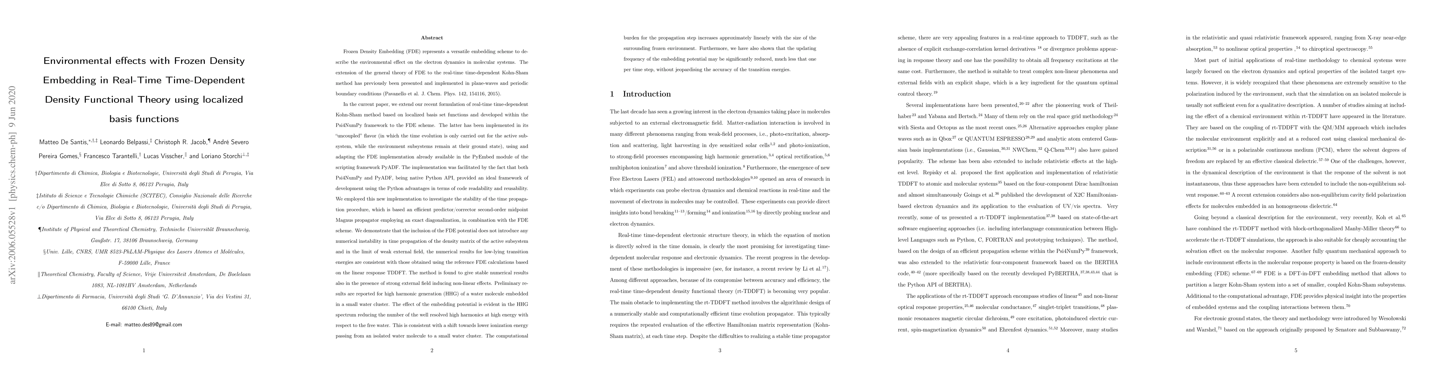 Thumbnail for Environmental effects with Frozen Density Embedding in Real-Time
  Time-Dependent Density Functional Theory using localized basis functions