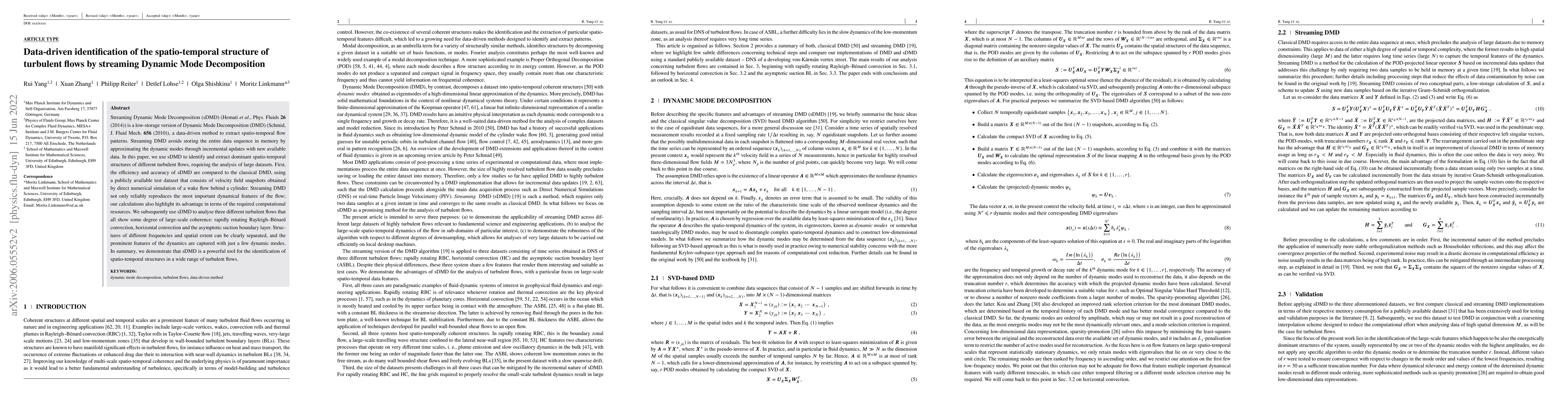Thumbnail for Data-driven identification of the spatio-temporal structure of turbulent
  flows by streaming Dynamic Mode Decomposition
