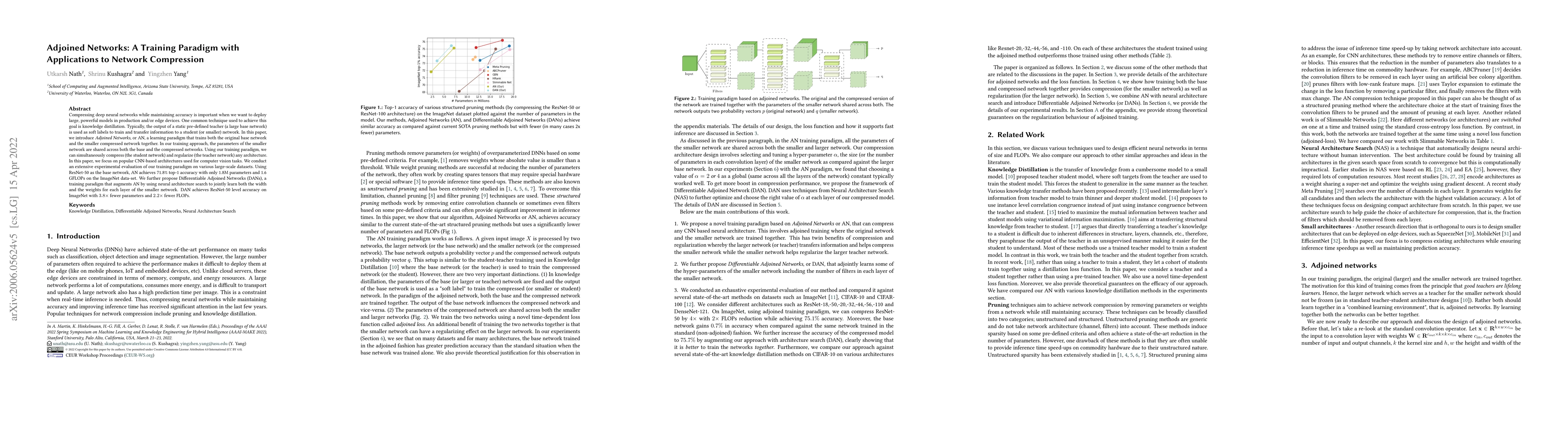 Thumbnail for Adjoined Networks: A Training Paradigm with Applications to Network
  Compression