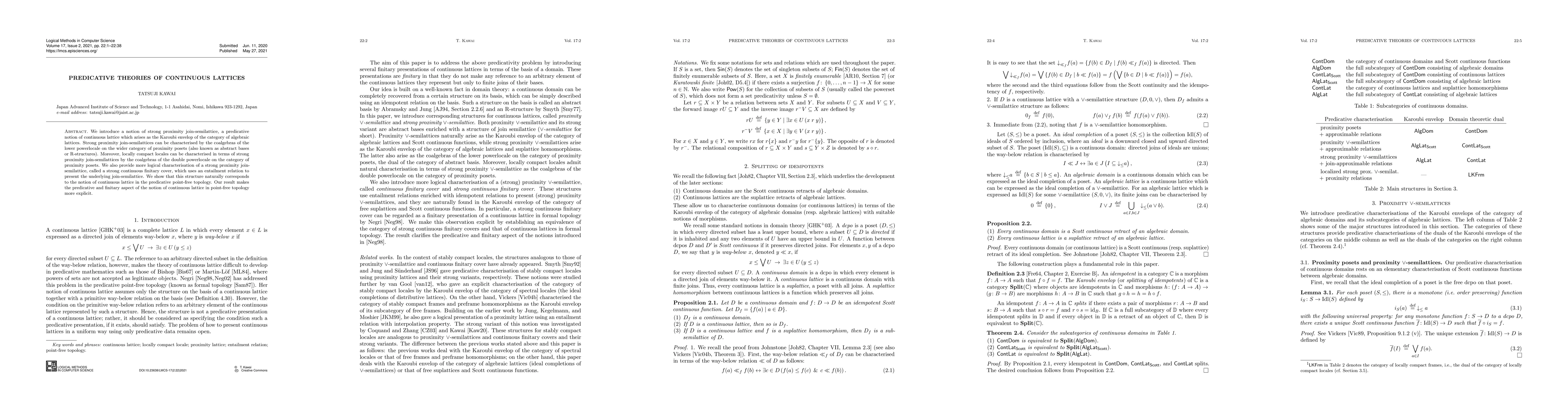 Thumbnail for Predicative theories of continuous lattices