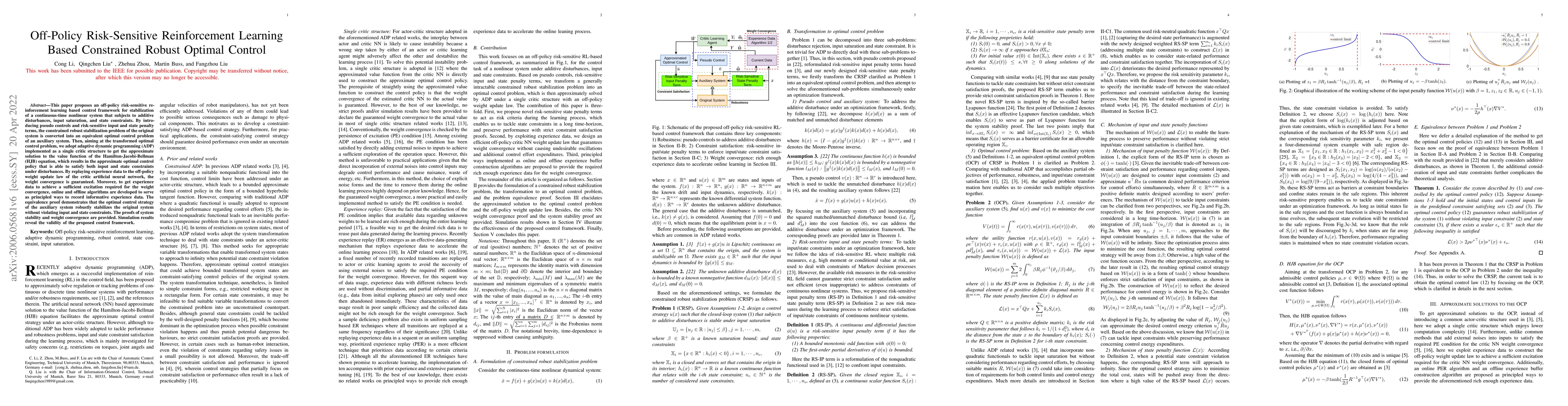 Thumbnail for Off-Policy Risk-Sensitive Reinforcement Learning Based Constrained
  Robust Optimal Control