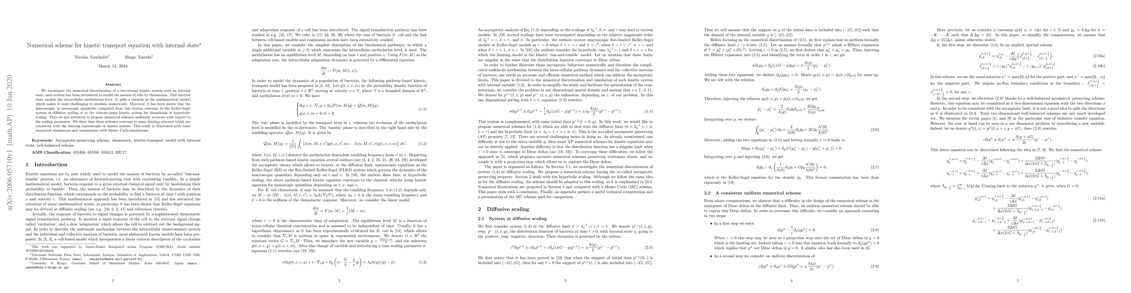 Thumbnail for Numerical scheme for kinetic transport equation with internal state *