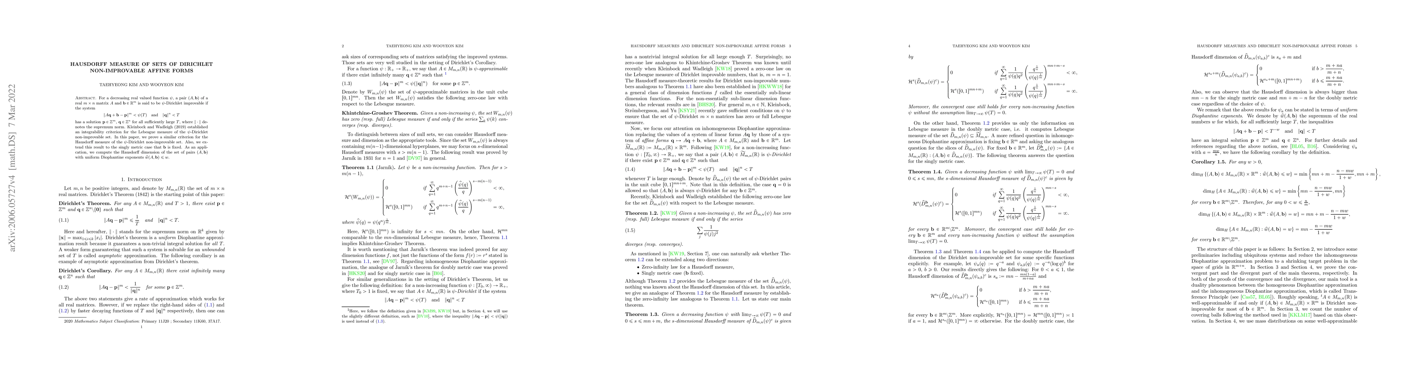 Thumbnail for Hausdorff measure of sets of Dirichlet non-improvable affine forms