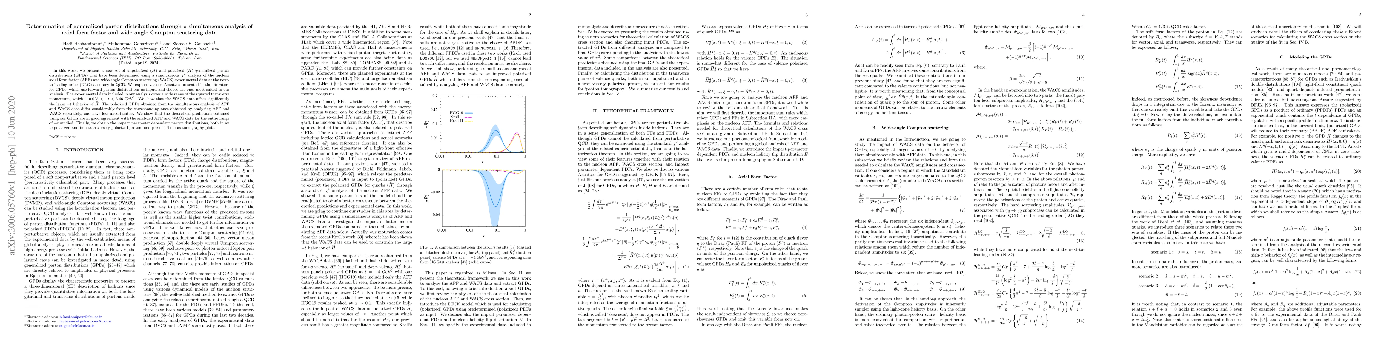 Thumbnail for Determination of generalized parton distributions through a simultaneous
  analysis of axial form factor and wide-angle Compton scattering data