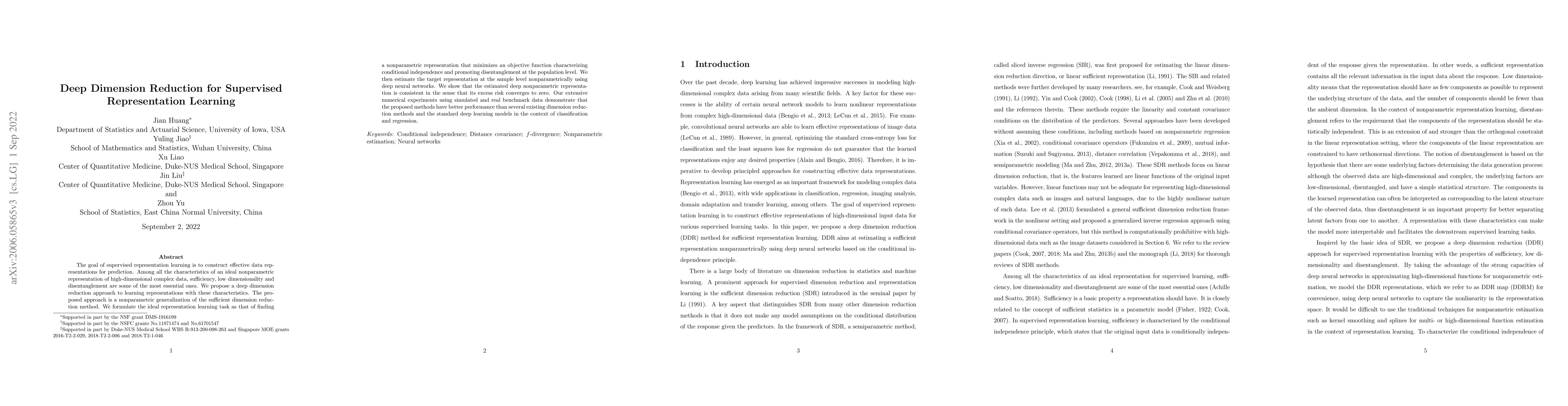 Thumbnail for Deep Dimension Reduction for Supervised Representation Learning