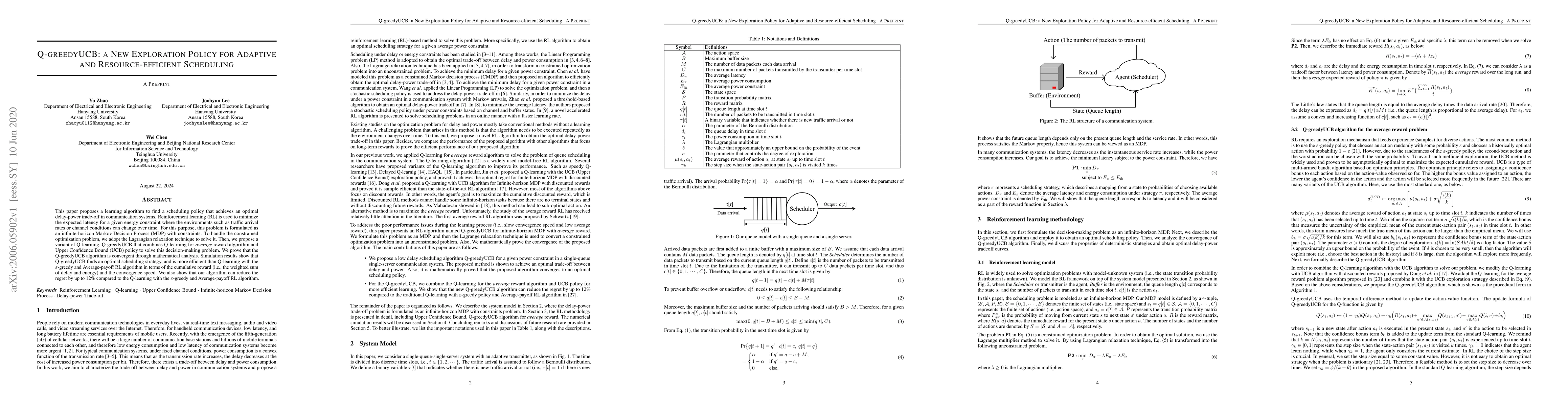 Thumbnail for Q-greedyUCB: a New Exploration Policy for Adaptive and
  Resource-efficient Scheduling