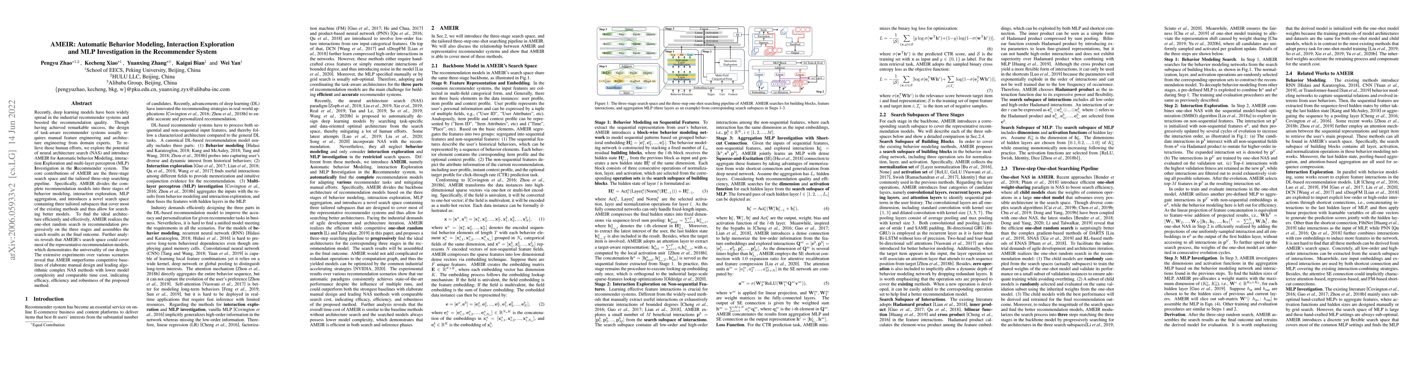 Thumbnail for AMEIR: Automatic Behavior Modeling, Interaction Exploration and MLP
  Investigation in the Recommender System