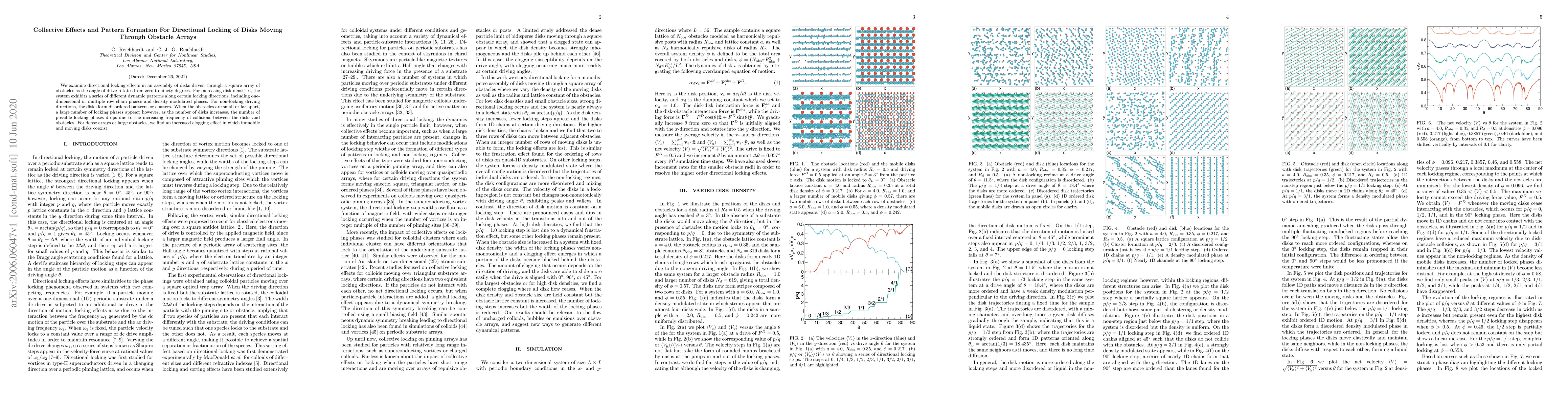 Thumbnail for Collective Effects and Pattern Formation for Directional Locking of
  Disks Moving Through Obstacle Arrays