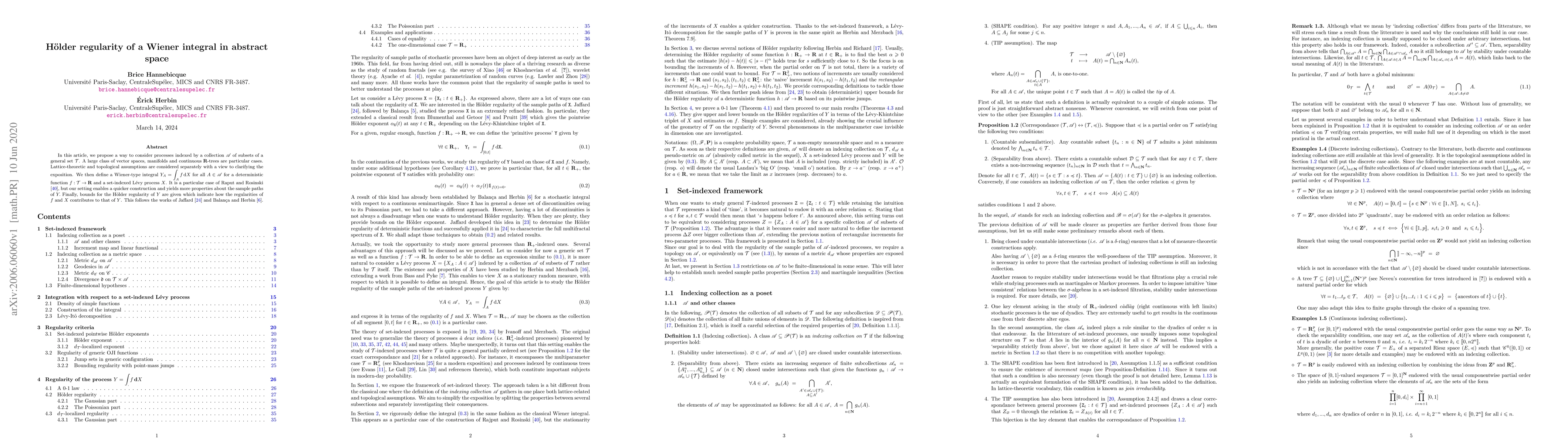 Thumbnail for H\"older regularity of a Wiener integral in abstract space