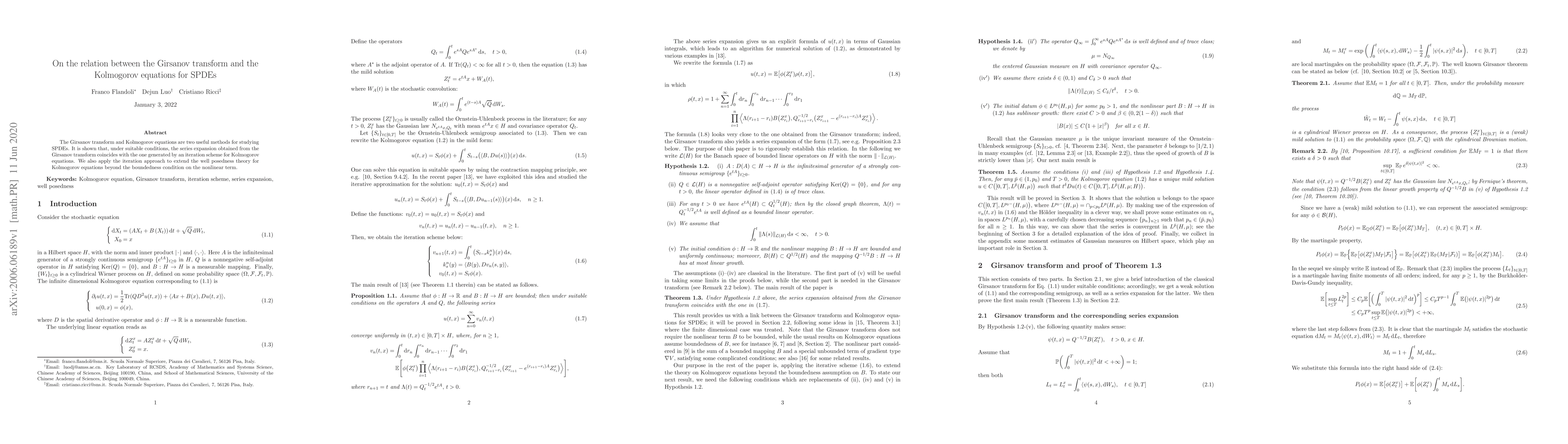 Thumbnail for On the relation between the Girsanov transform and the Kolmogorov
  equations for SPDEs