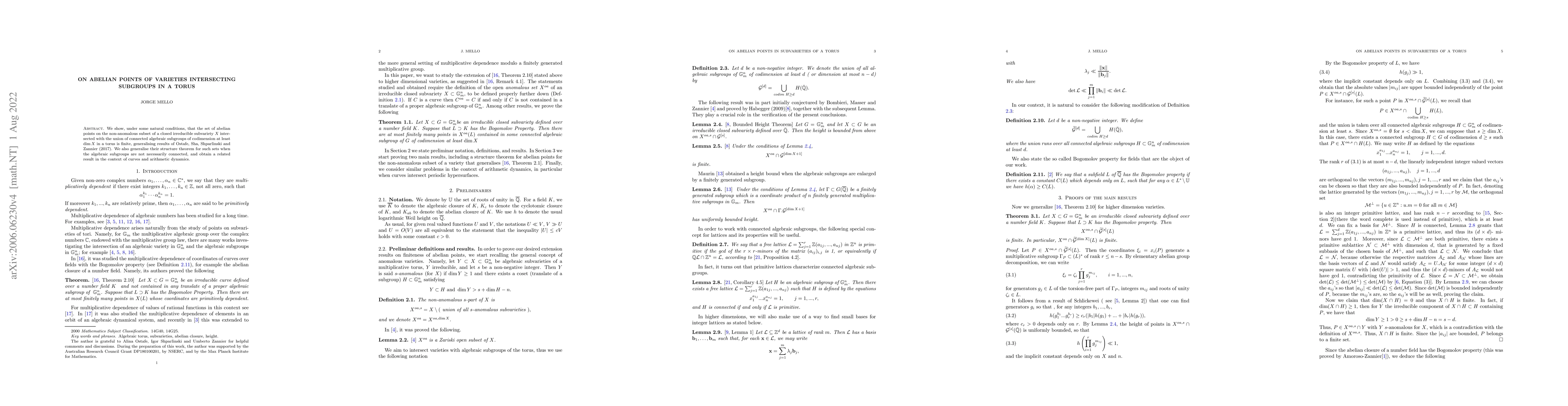 Thumbnail for On abelian points of varieties intersecting subgroups in a torus