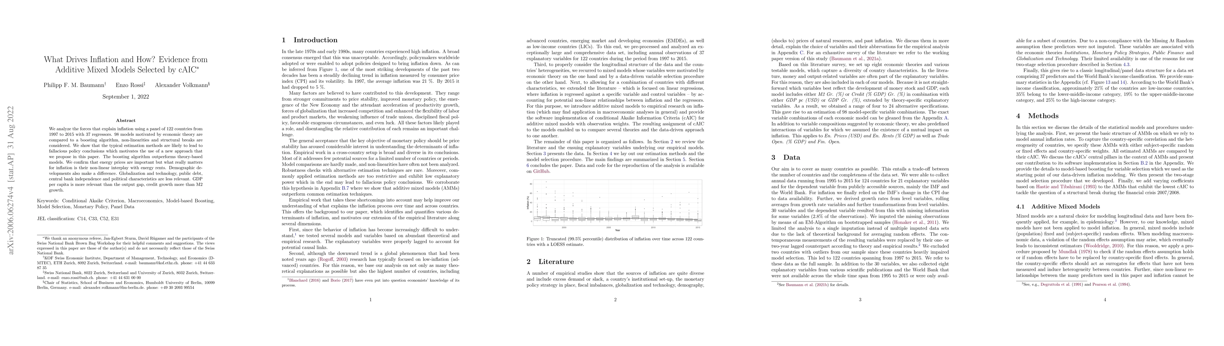 Thumbnail for What Drives Inflation and How: Evidence from Additive Mixed Models
  Selected by cAIC