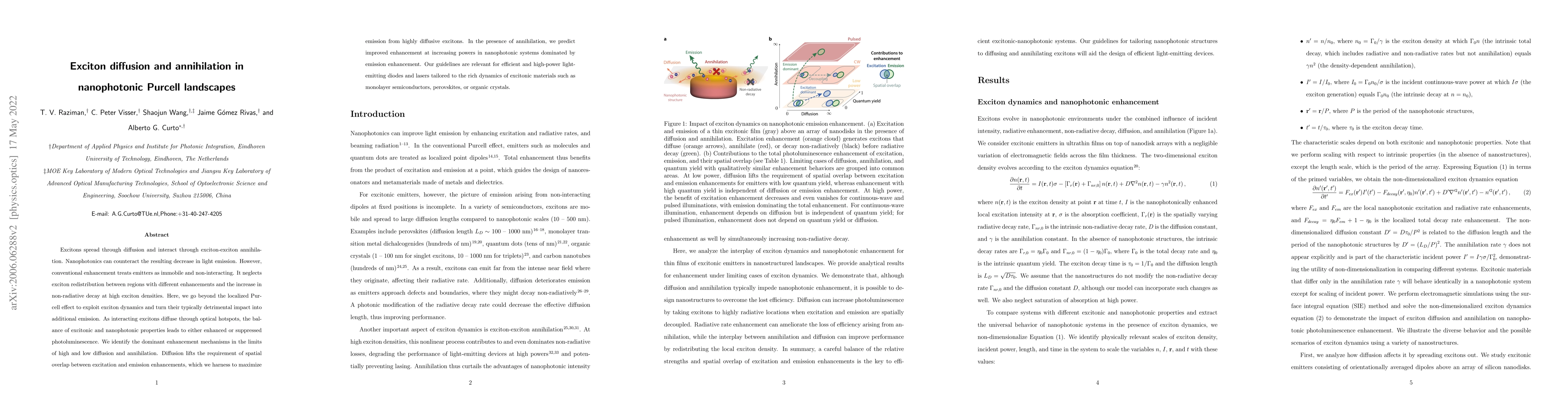 Thumbnail for Exciton diffusion and annihilation in nanophotonic Purcell landscapes