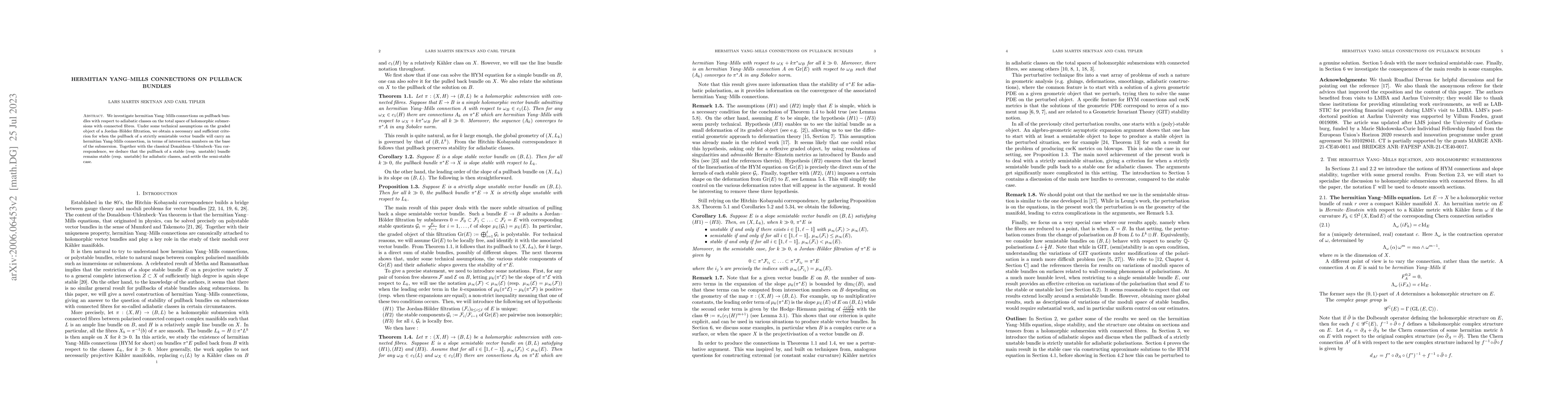 Thumbnail for Hermitian Yang-Mills connections on pullback bundles