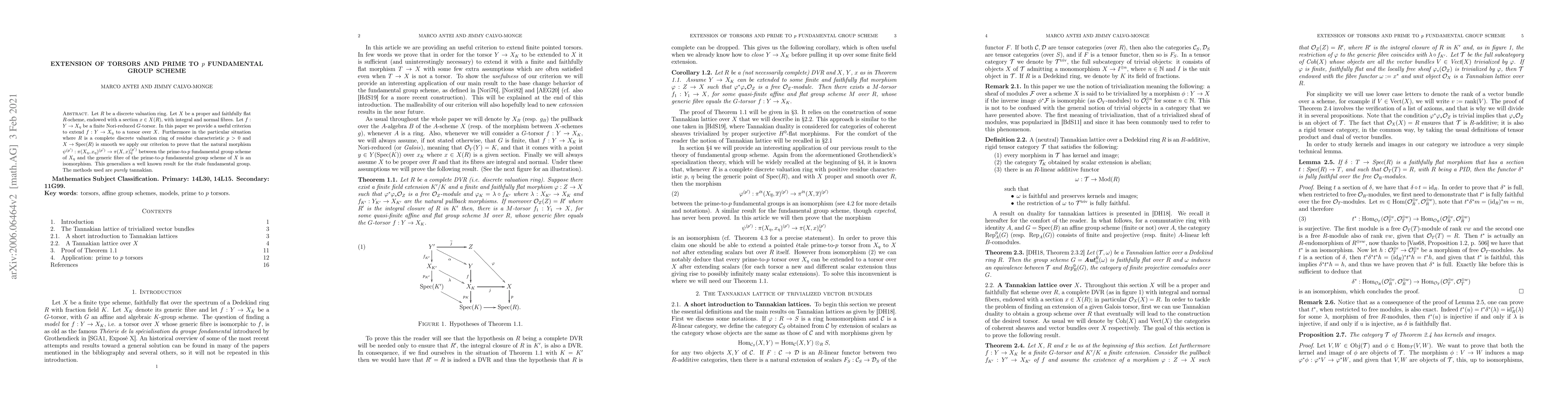 Thumbnail for Extension of torsors and prime to $p$ fundamental group scheme