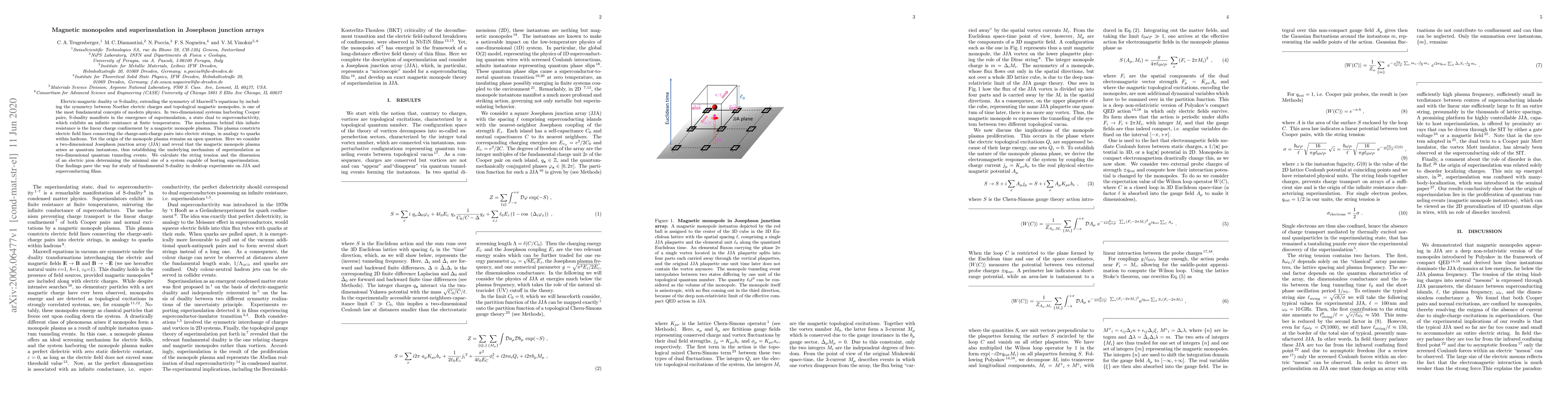 Thumbnail for Magnetic monopoles and superinsulation in Josephson junction arrays
