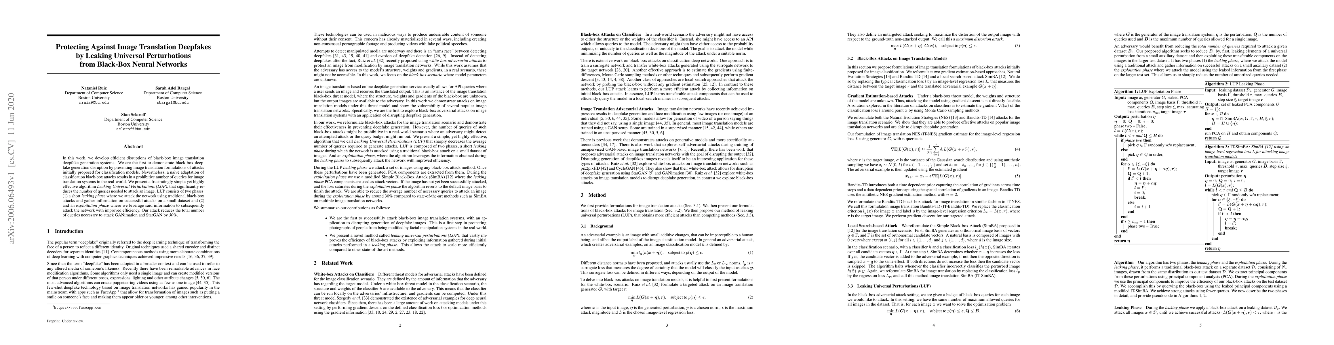 Thumbnail for Protecting Against Image Translation Deepfakes by Leaking Universal
  Perturbations from Black-Box Neural Networks