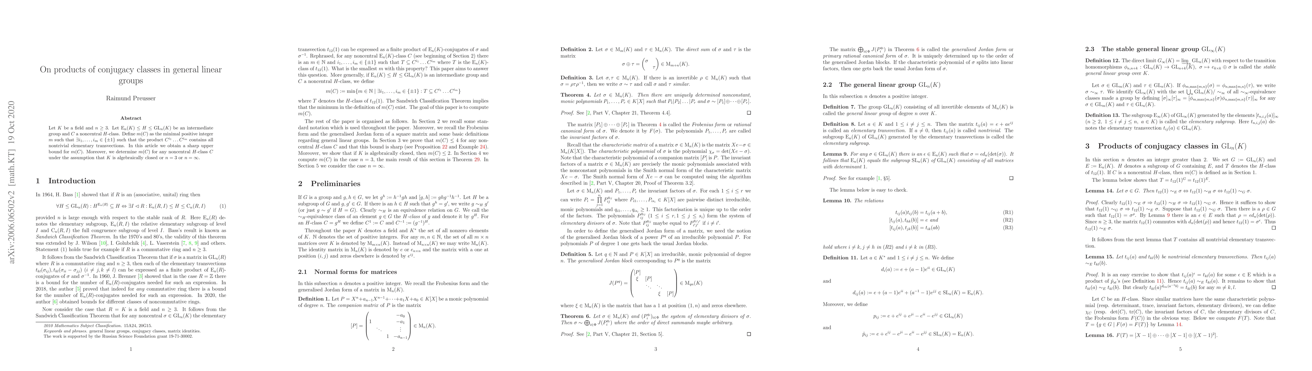 Thumbnail for On products of conjugacy classes in general linear groups