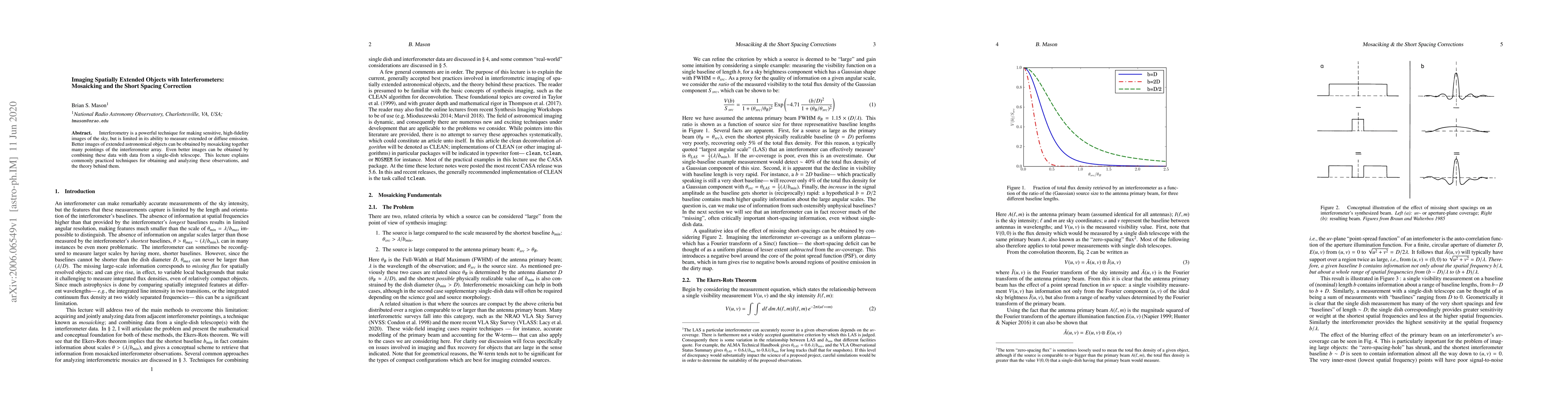 Thumbnail for Imaging Spatially Extended Objects with Interferometers: Mosaicking and
  the Short Spacing Correction
