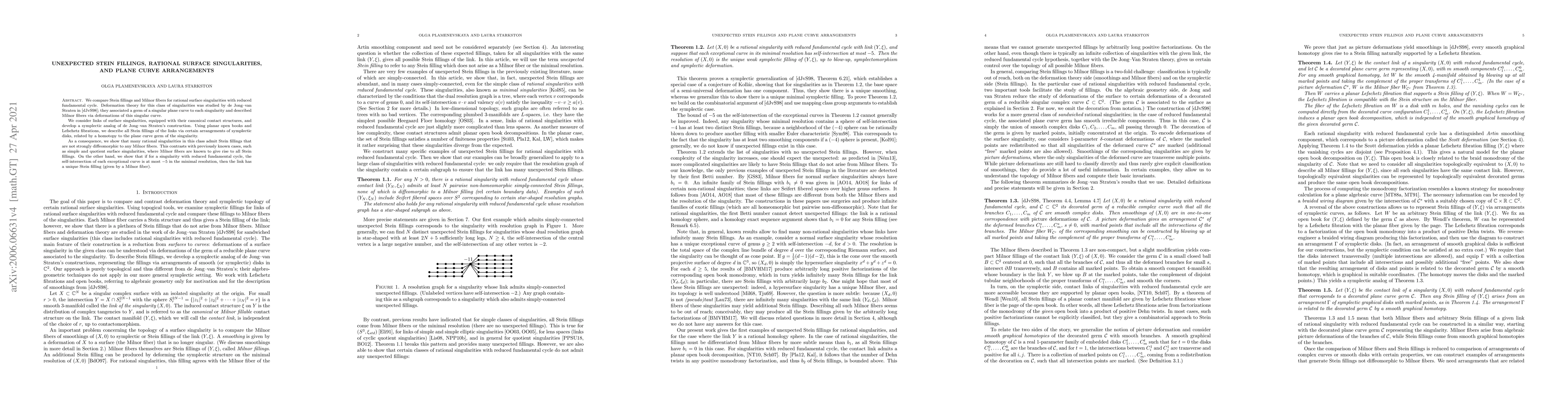 Thumbnail for Unexpected Stein fillings, rational surface singularities, and plane
  curve arrangements