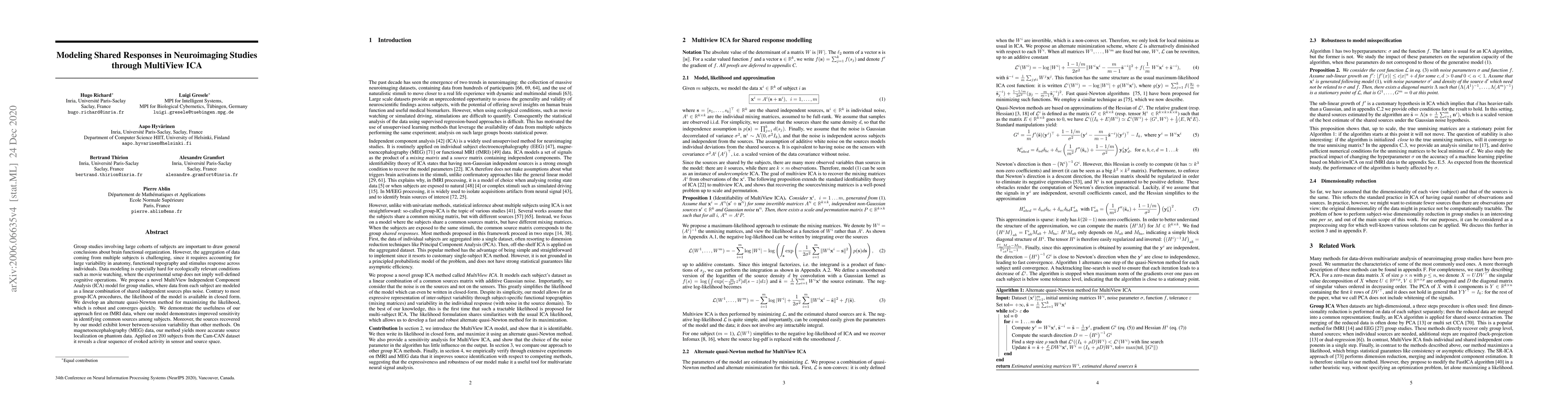 Thumbnail for Modeling Shared Responses in Neuroimaging Studies through MultiView ICA