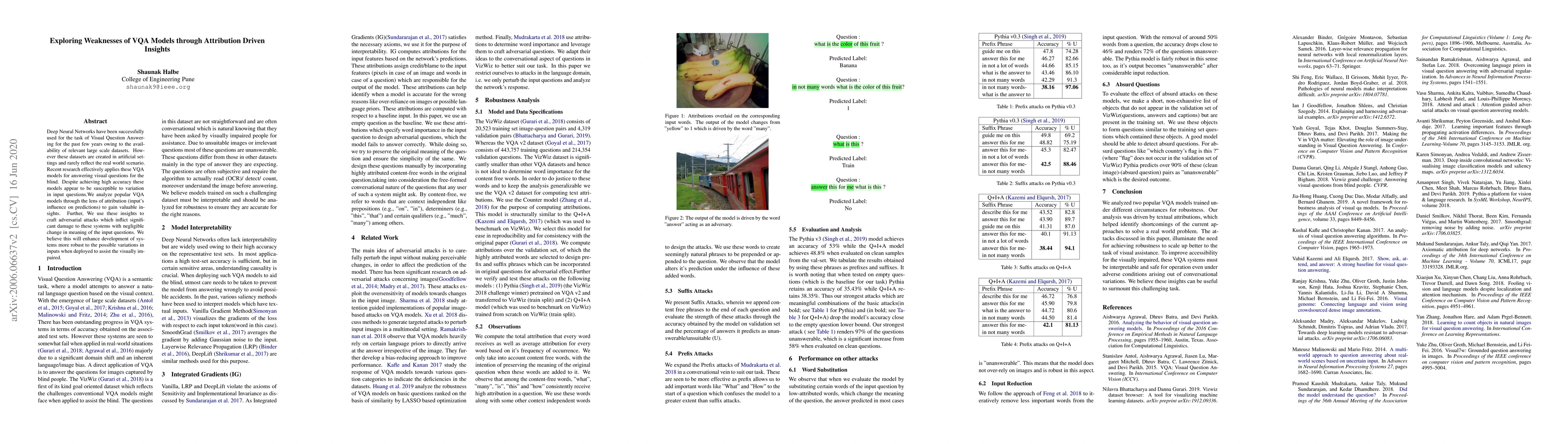 Thumbnail for Exploring Weaknesses of VQA Models through Attribution Driven Insights