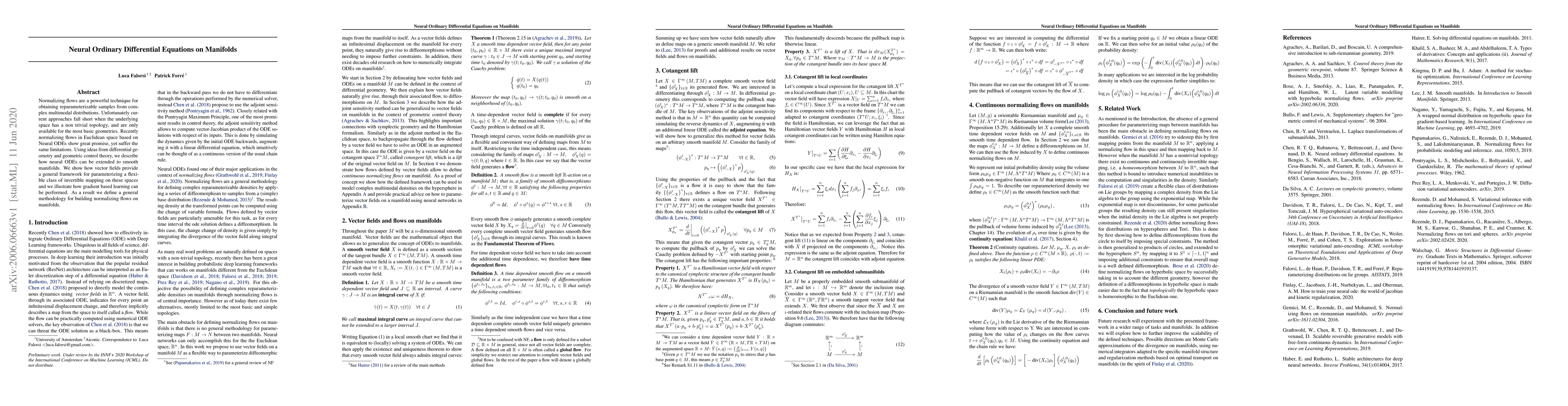 Thumbnail for Neural Ordinary Differential Equations on Manifolds