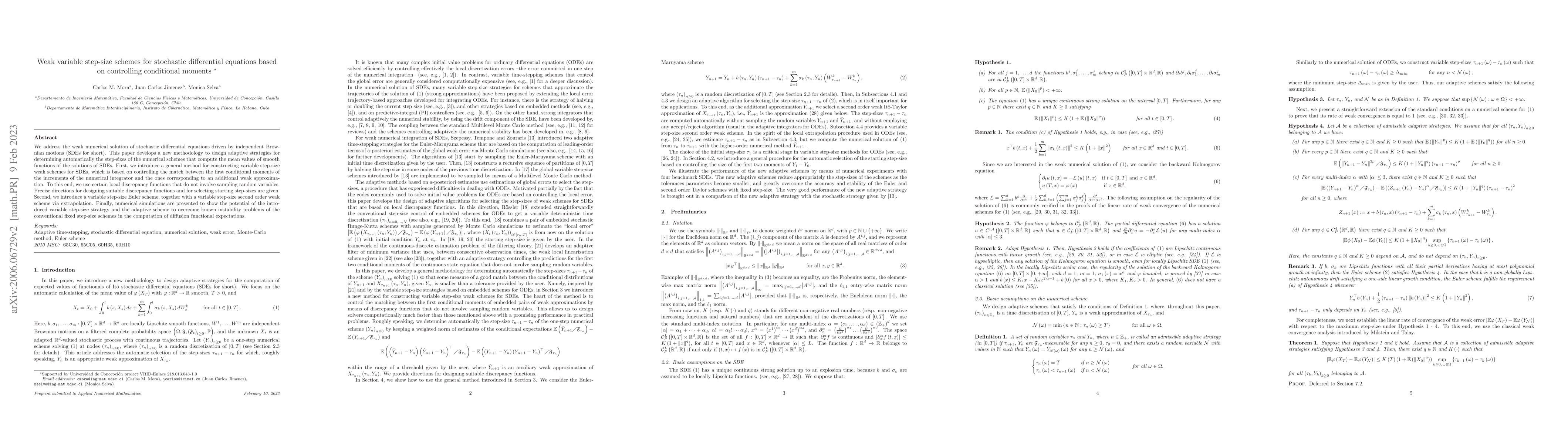 Thumbnail for Weak variable step-size schemes for stochastic differential equations
  based on controlling conditional moments