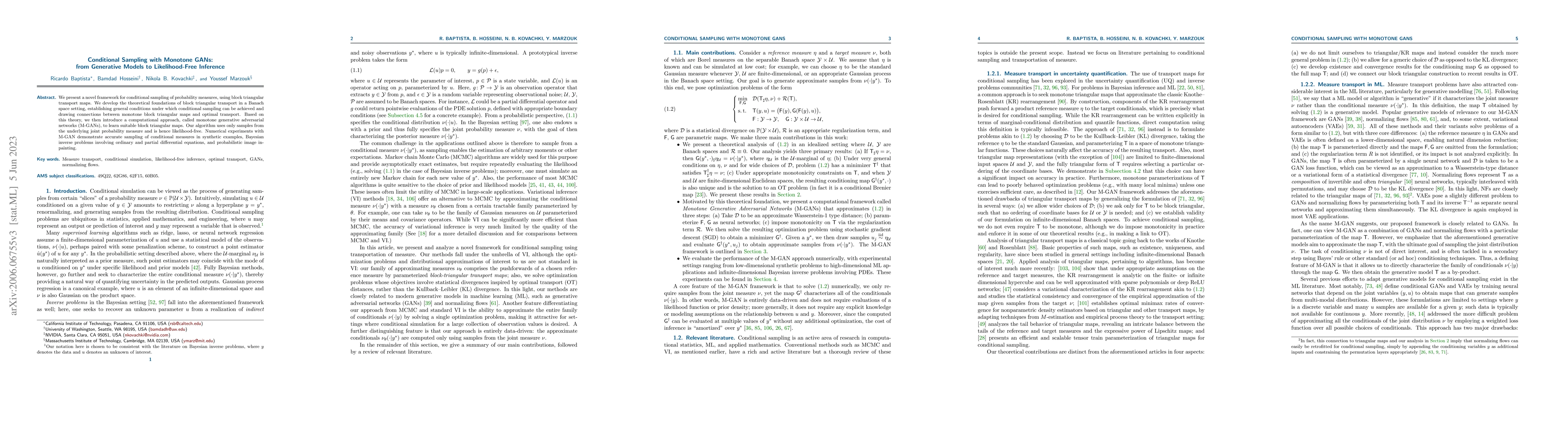 Thumbnail for Conditional Sampling with Monotone GANs: from Generative Models to
  Likelihood-Free Inference